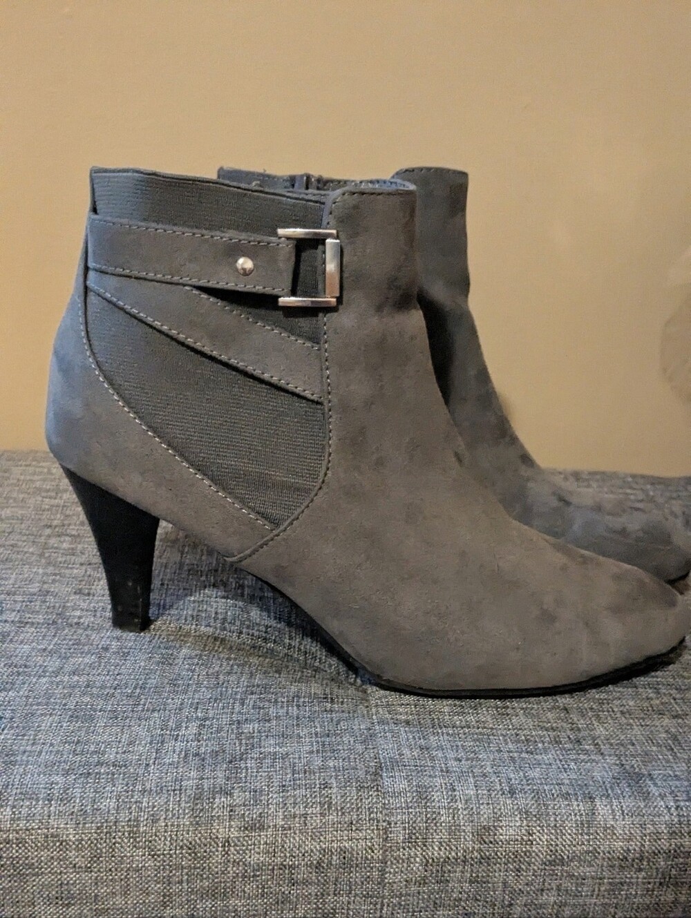 Gray Suede Ankle Booties Size 10